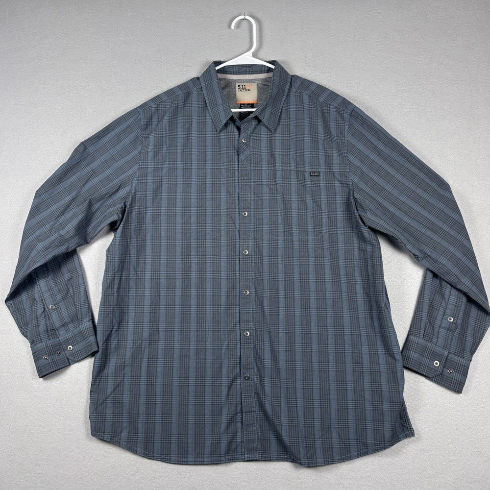 5.11 Tactical 72494-577 Plaid Snap Front Shirt XL Blue Black